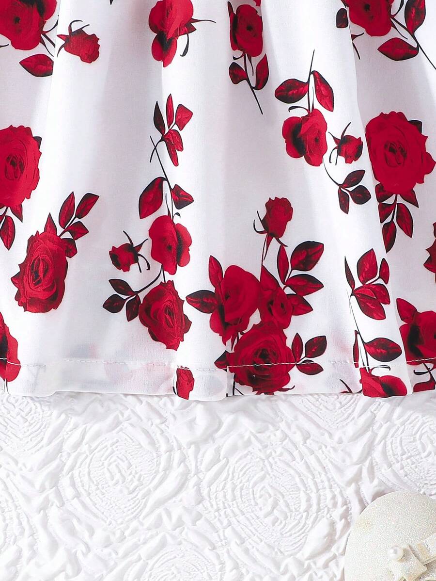 فستان كاجوال للفتاة الصغيرة بأكمام مجعدة