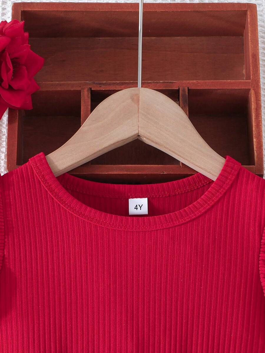 فستان كاجوال للفتاة الصغيرة بأكمام مجعدة