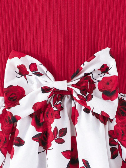 فستان كاجوال للفتاة الصغيرة بأكمام مجعدة