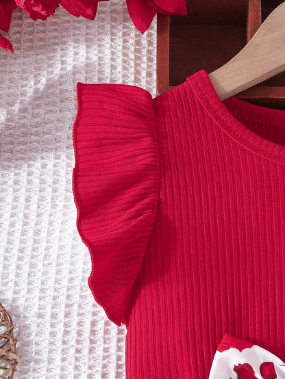 فستان كاجوال للفتاة الصغيرة بأكمام مجعدة