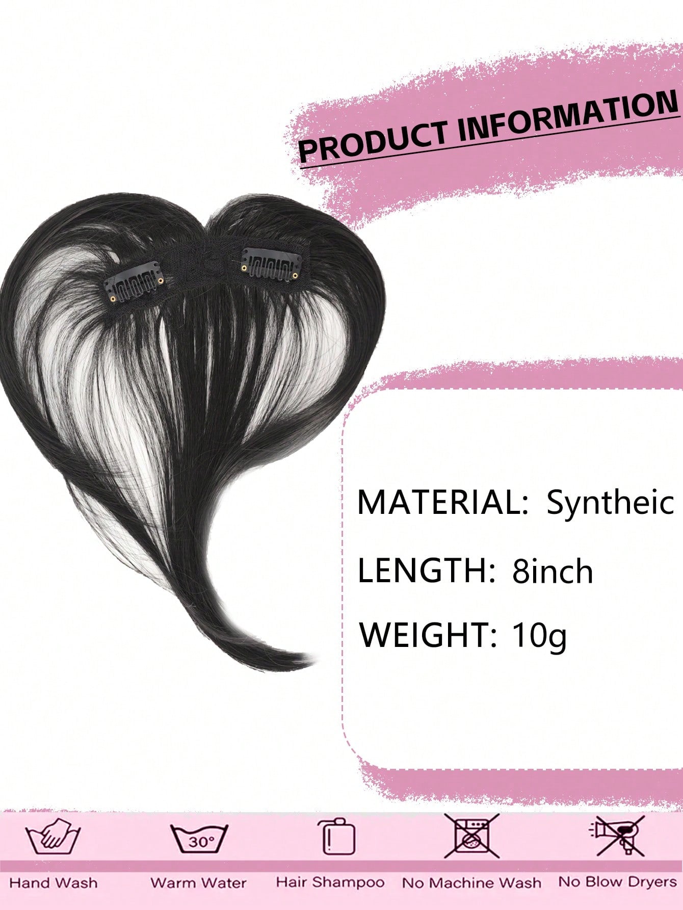 باروكة اصطناعية سوداء طبيعية للنساء مع جبهة طبيعية