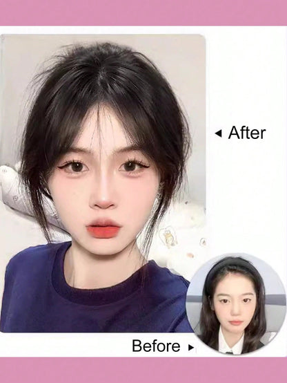 باروكة اصطناعية سوداء طبيعية للنساء مع جبهة طبيعية