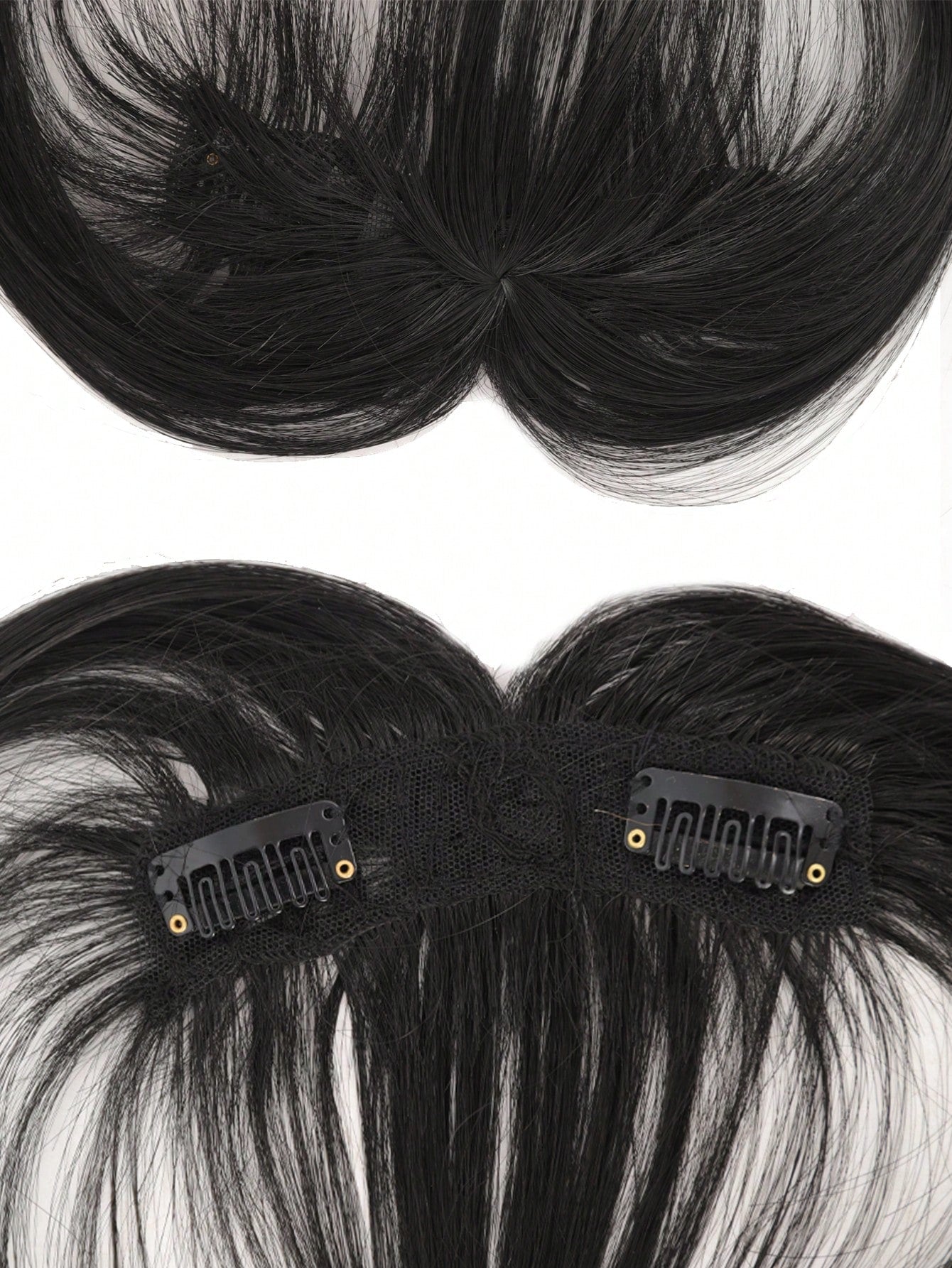 باروكة اصطناعية سوداء طبيعية للنساء مع جبهة طبيعية