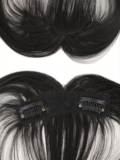 باروكة اصطناعية سوداء طبيعية للنساء مع جبهة طبيعية