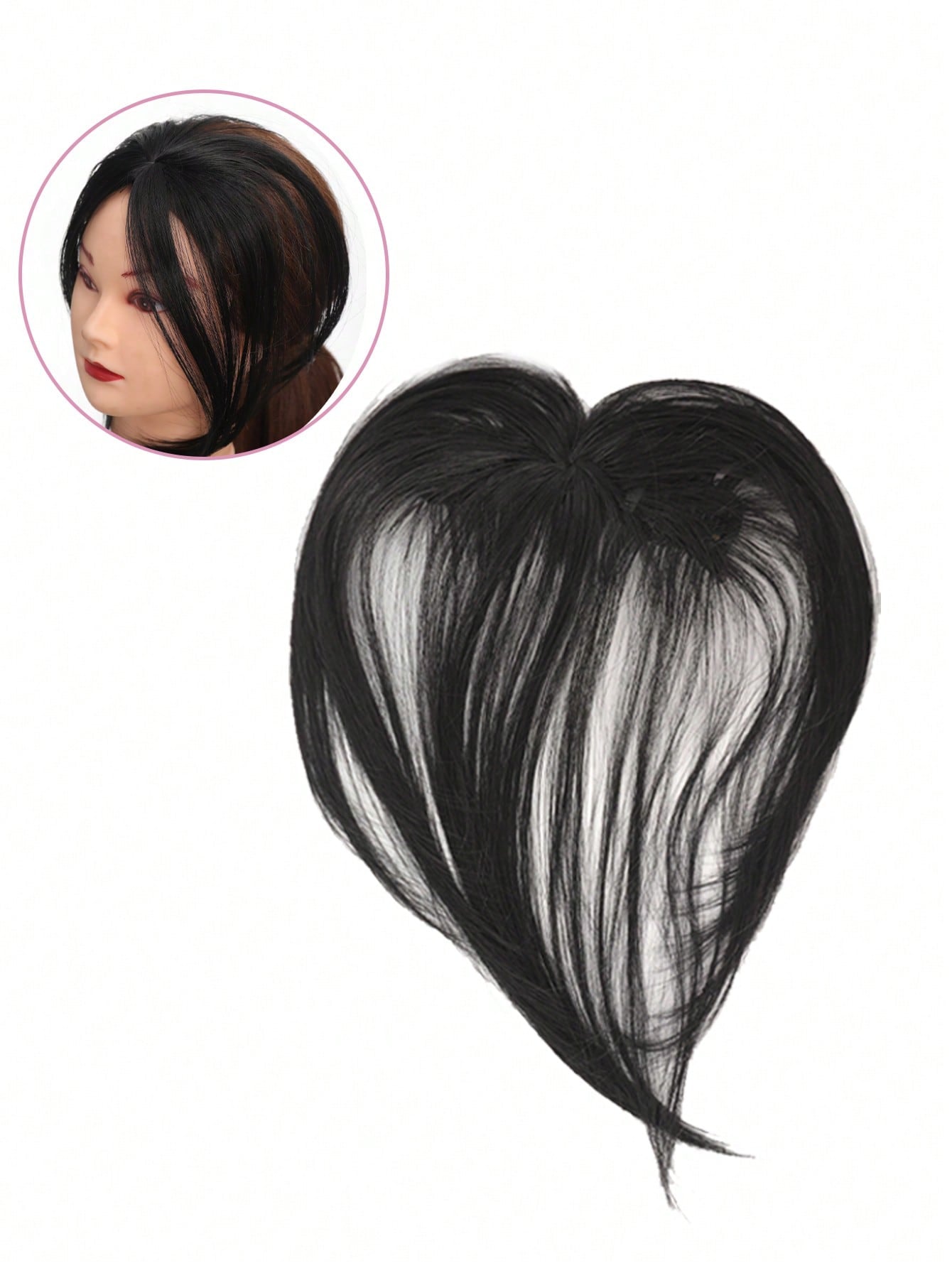 باروكة اصطناعية سوداء طبيعية للنساء مع جبهة طبيعية