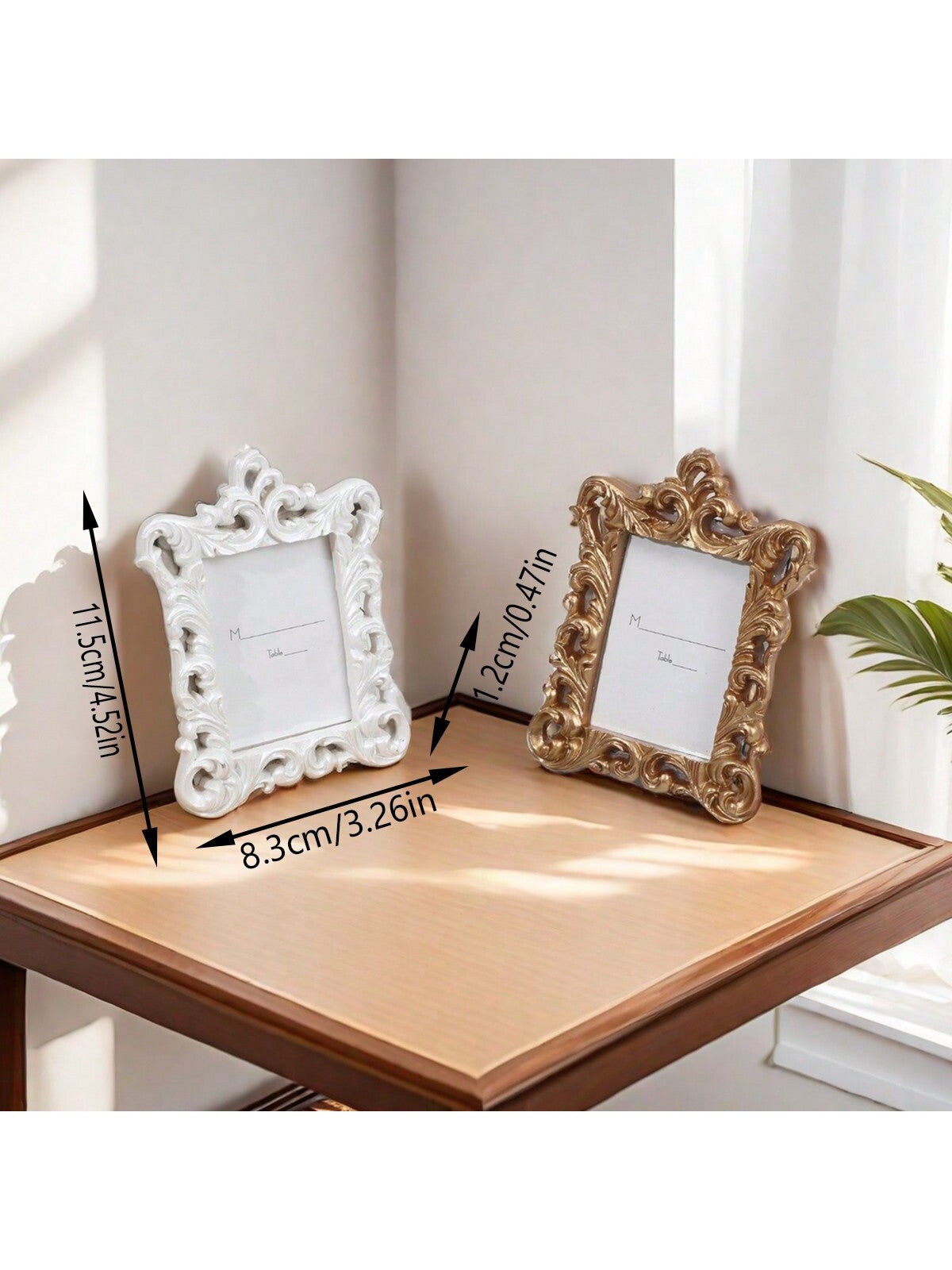 قطعة إطار صور مستطيل منقوش بنقوش زهرية عتيق أوروبي