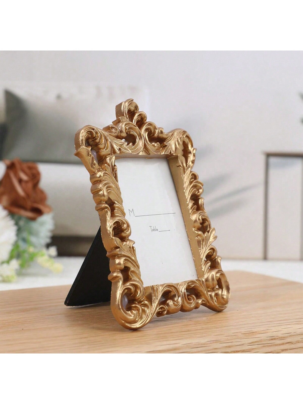 قطعة إطار صور مستطيل منقوش بنقوش زهرية عتيق أوروبي