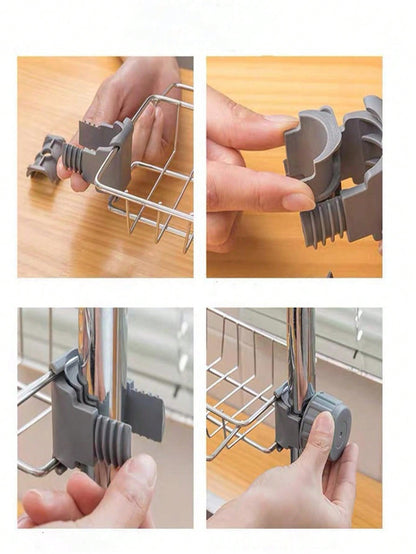 قطعة رف منظم صنبور الفولاذ المقاوم للصدأ ، حامل تخزين حوض المطبخ