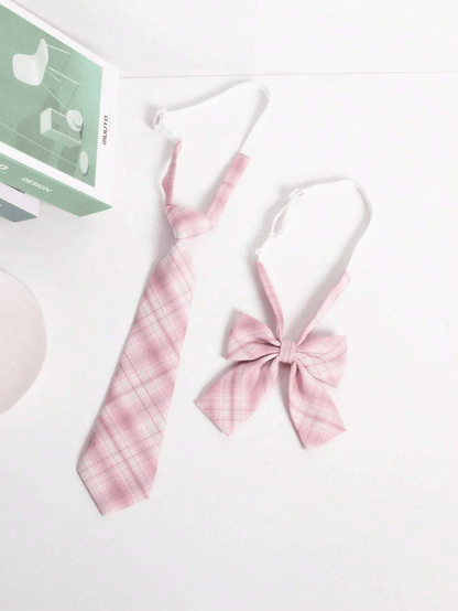 زوج من ربطات العنق المربعة المدرسية و 1 قطعة ربطة فراشة تزيينية للفتاة
