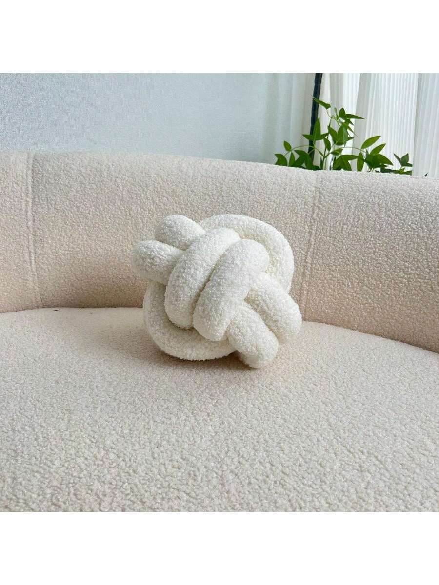 وسادة بخرزة عقدة بيضاء قطعة واحدة ، وسائد مزخرفة مغزولة ناعمة لون كاكي لديكور المنزل