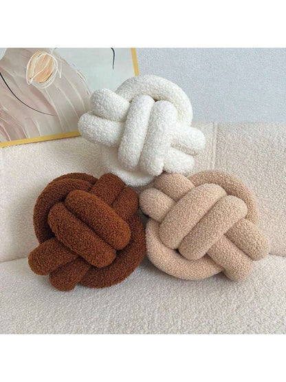 وسادة بخرزة عقدة بيضاء قطعة واحدة ، وسائد مزخرفة مغزولة ناعمة لون كاكي لديكور المنزل