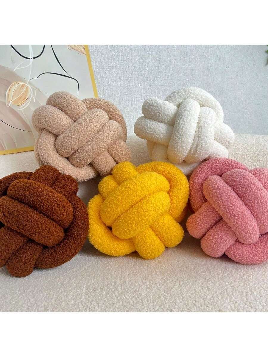 وسادة بخرزة عقدة بيضاء قطعة واحدة ، وسائد مزخرفة مغزولة ناعمة لون كاكي لديكور المنزل