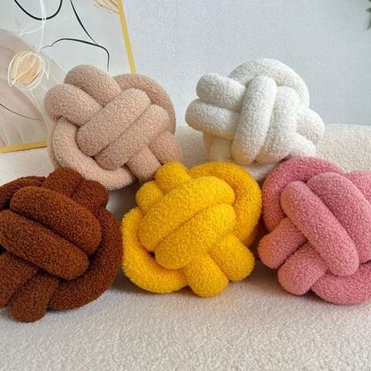 وسادة بخرزة عقدة بيضاء قطعة واحدة ، وسائد مزخرفة مغزولة ناعمة لون كاكي لديكور المنزل