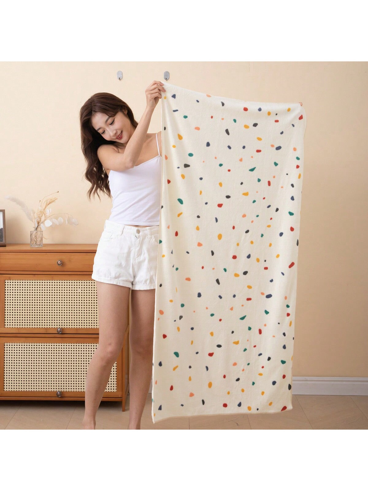 منشفة حمام مطبوعة من الصوف القطني، امتصاص جيد، تنفس ،لا تتساقط