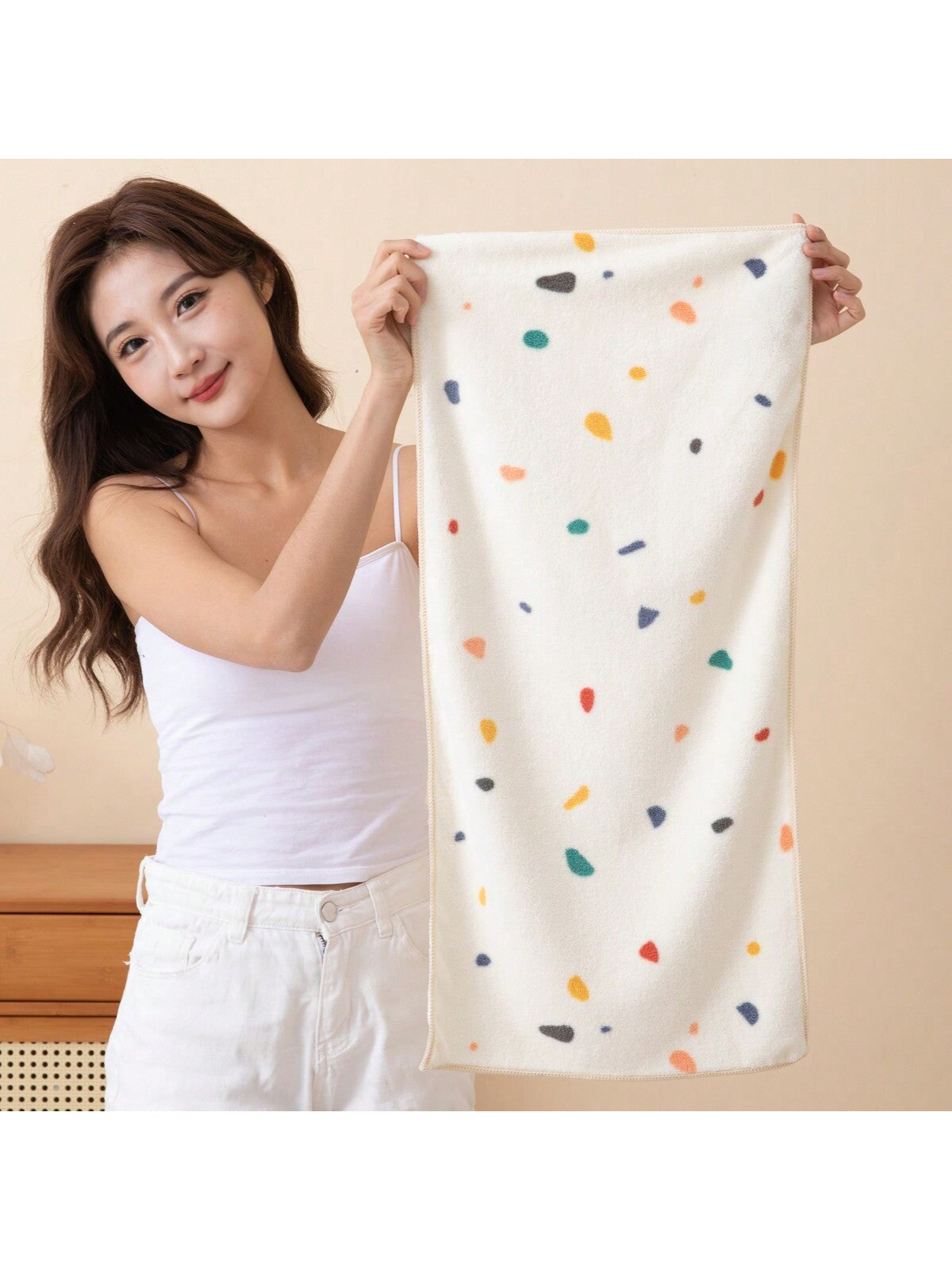 منشفة حمام مطبوعة من الصوف القطني، امتصاص جيد، تنفس ،لا تتساقط