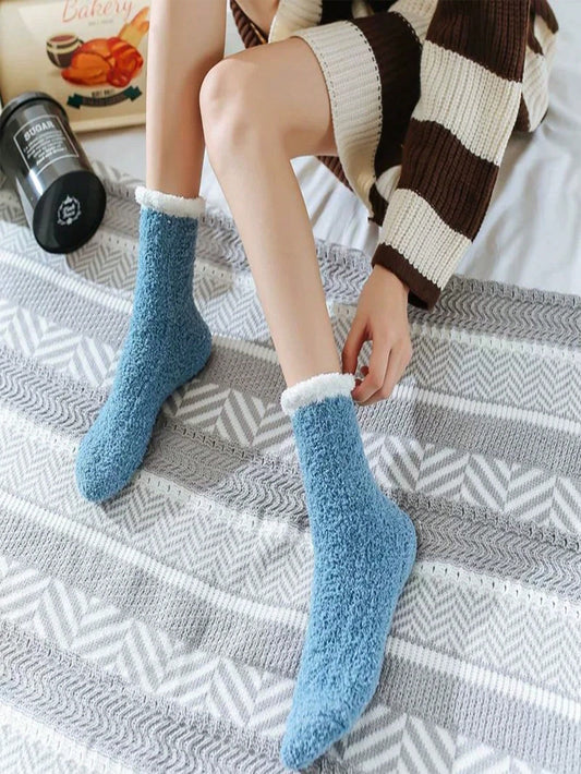 1أزواج جوارب سميكة ذات لون ازرق