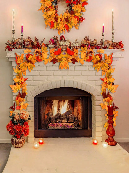 قطعة واحدة - ورقة قيقب اصطناعية خريفية ، إكليل قيقب خريفي رائع