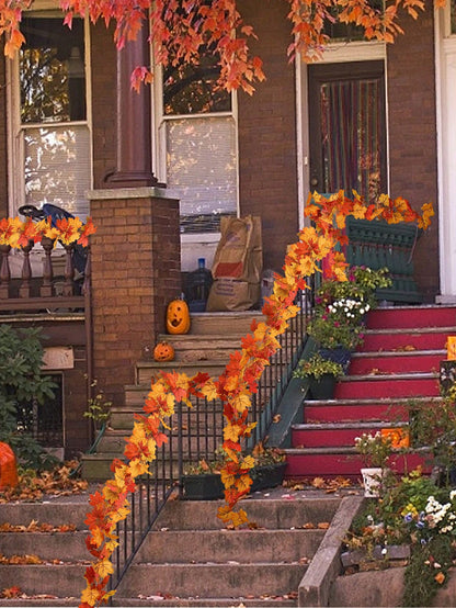 قطعة واحدة - ورقة قيقب اصطناعية خريفية ، إكليل قيقب خريفي رائع