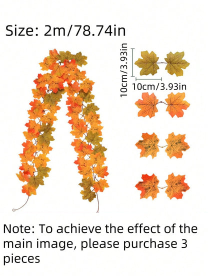 قطعة واحدة - ورقة قيقب اصطناعية خريفية ، إكليل قيقب خريفي رائع