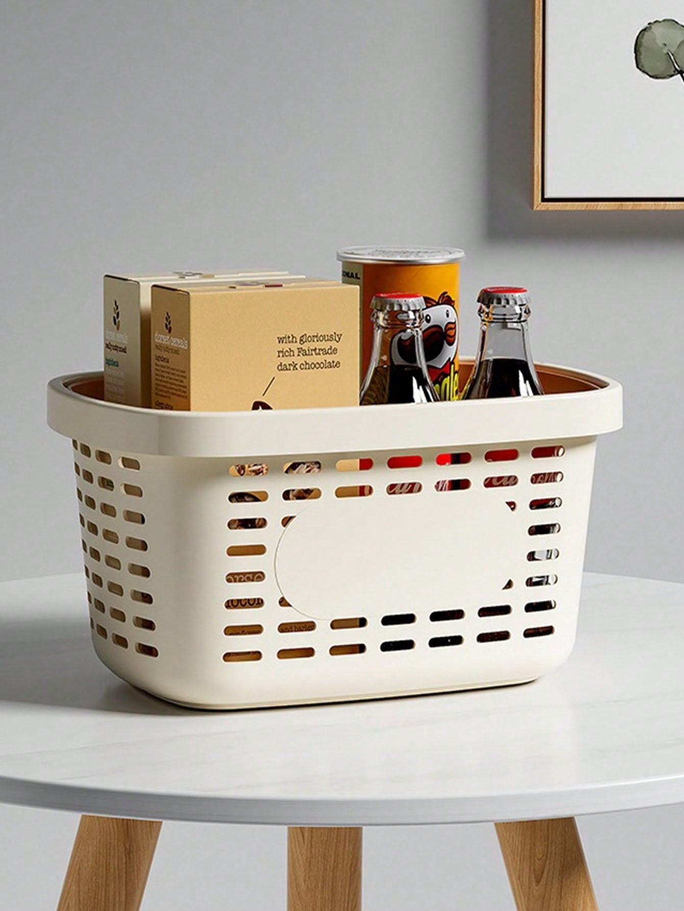 سلة تخزين محمولة بيد بتصميم بسيط قطعة واحدة، مناسبة للحمام والمكتب والمنتجات الجلدية