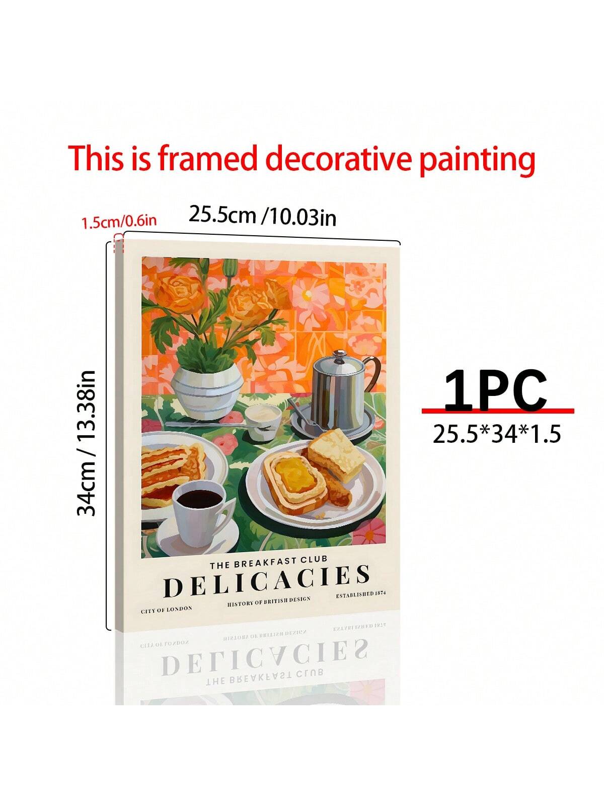 ملصق طبيعة صامتة مطبوع بالشاي والخبز لوجبة الإفطار، ملصق جداري للمطبخ، زهور، ملصقات ملونة، هدية للمحبين للطعام، ديكور ممتع، ملصقات كانفاس للمطبخ المنزلي