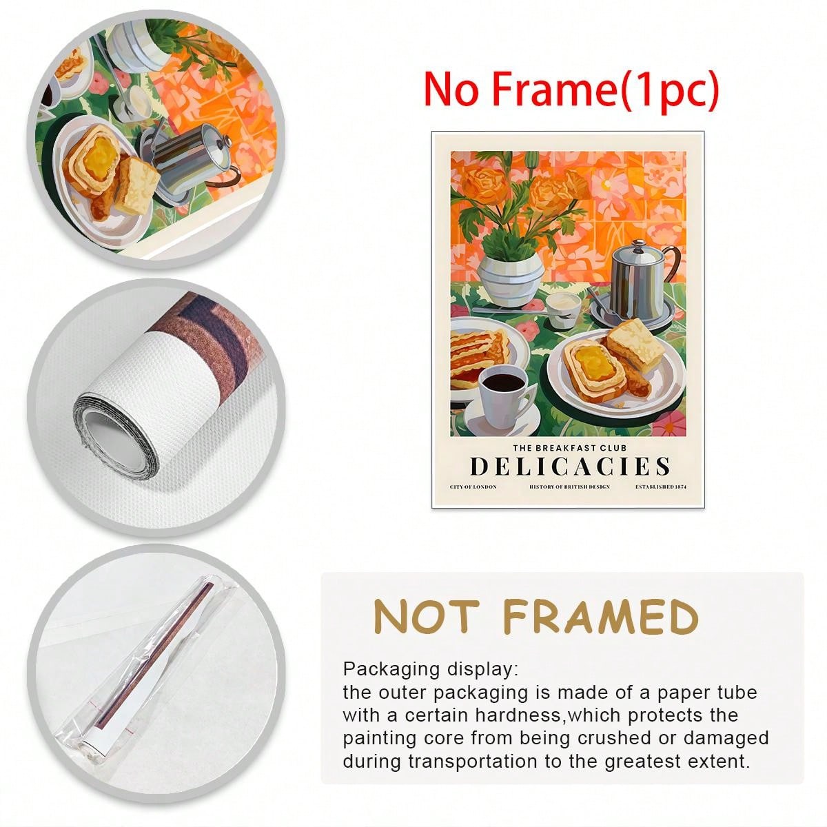 ملصق طبيعة صامتة مطبوع بالشاي والخبز لوجبة الإفطار، ملصق جداري للمطبخ، زهور، ملصقات ملونة، هدية للمحبين للطعام، ديكور ممتع، ملصقات كانفاس للمطبخ المنزلي