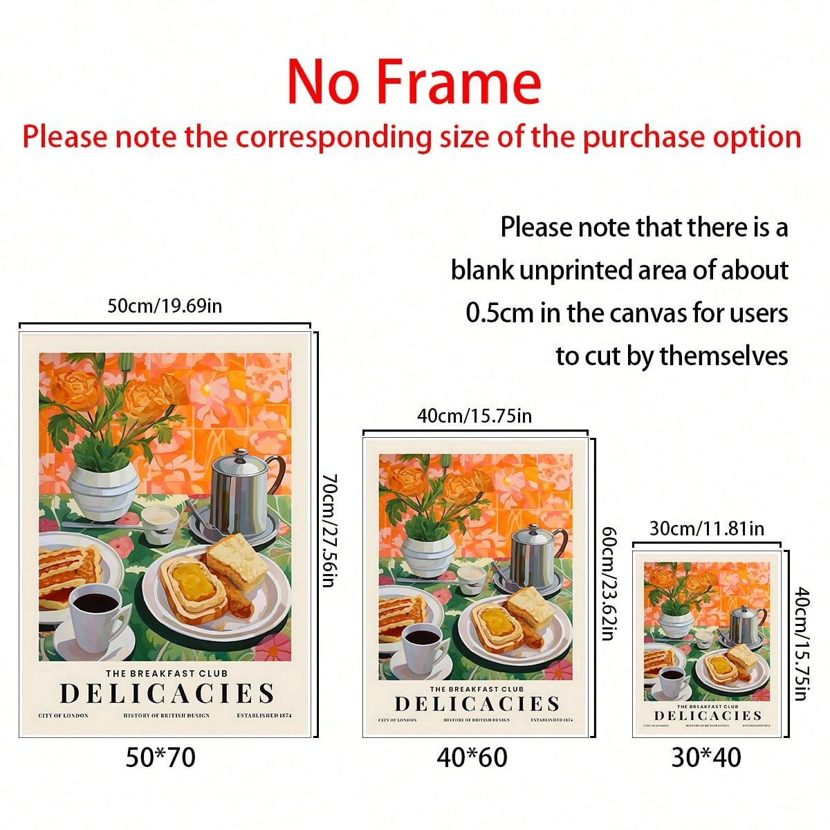 ملصق طبيعة صامتة مطبوع بالشاي والخبز لوجبة الإفطار، ملصق جداري للمطبخ، زهور، ملصقات ملونة، هدية للمحبين للطعام، ديكور ممتع، ملصقات كانفاس للمطبخ المنزلي