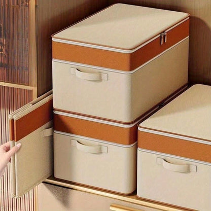 قطعة واحدة من صندوق تخزين القماش الصلب القابل للطي مع لوح PP مدمج، محمول للسيارة والتخييم والنزهة وتخزين المنزل، مناسب للملابس والفراش والمتنوعات و3 خيارات للحجم ومقبض للحمل