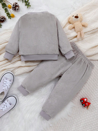 طقم ملابس طفل ولد رضيع فاخر بياقة مستديرة