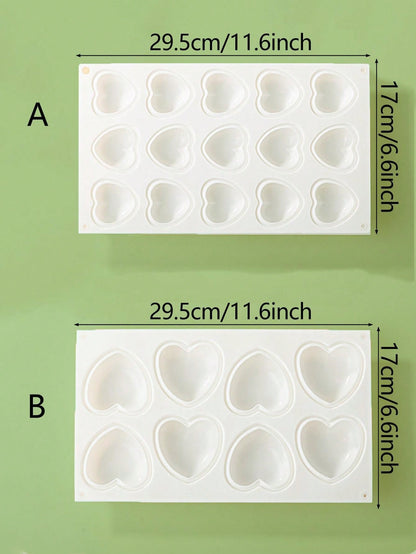 قالب كيك موس بشكل قلب من السيليكون 8 تجاويف/15 تجويف، قالب شوكولاته بونبون، حلوى، حلوى، خبز، قطعة واحدة
