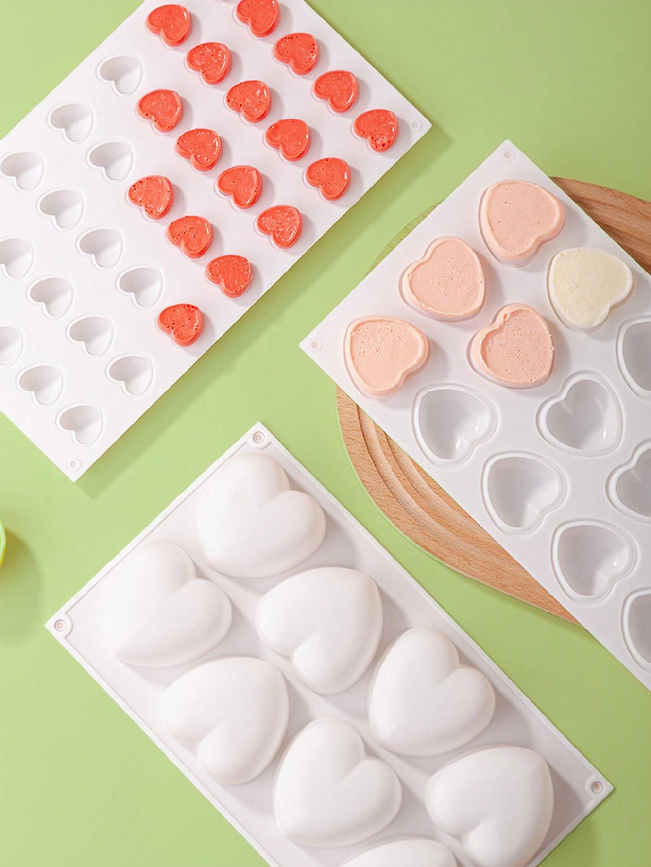 قالب كيك موس بشكل قلب من السيليكون 8 تجاويف/15 تجويف، قالب شوكولاته بونبون، حلوى، حلوى، خبز، قطعة واحدة