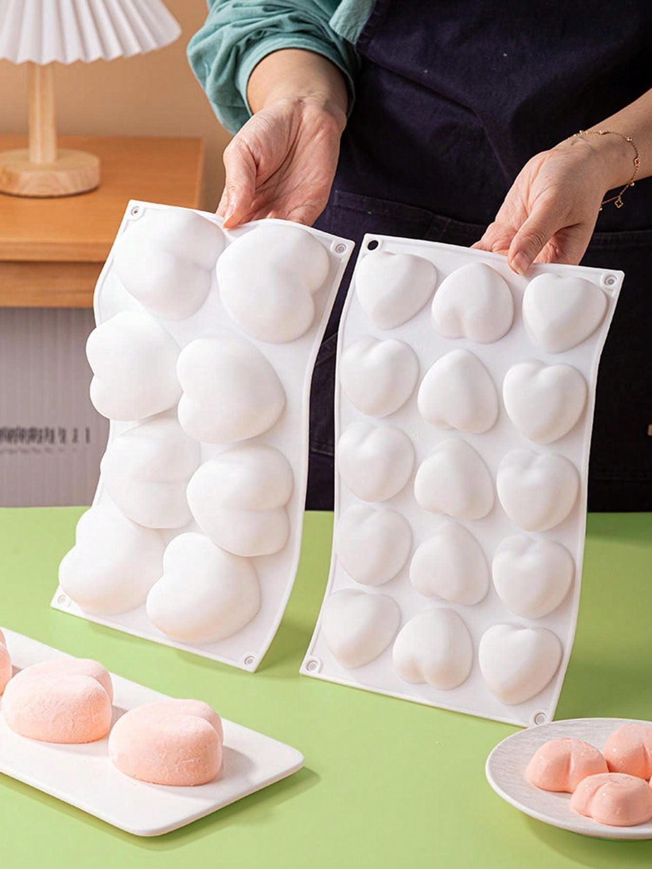 قالب كيك موس بشكل قلب من السيليكون 8 تجاويف/15 تجويف، قالب شوكولاته بونبون، حلوى، حلوى، خبز، قطعة واحدة