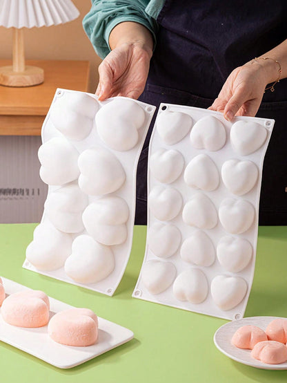 قالب كيك موس بشكل قلب من السيليكون 8 تجاويف/15 تجويف، قالب شوكولاته بونبون، حلوى، حلوى، خبز، قطعة واحدة