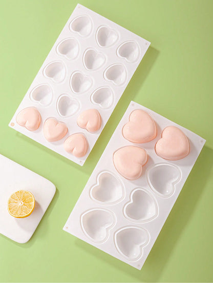 قالب كيك موس بشكل قلب من السيليكون 8 تجاويف/15 تجويف، قالب شوكولاته بونبون، حلوى، حلوى، خبز، قطعة واحدة