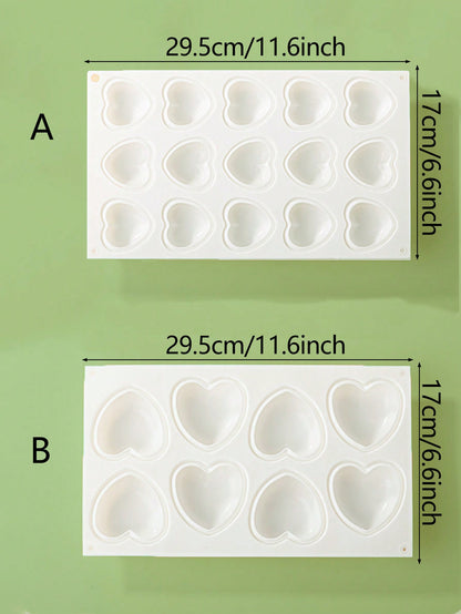 قالب كيك موس بشكل قلب من السيليكون 8 تجاويف/15 تجويف، قالب شوكولاته بونبون، حلوى، حلوى، خبز، قطعة واحدة