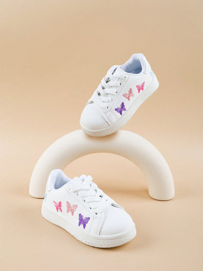 حذاء رياضي مسطح للفتيات بتطريز فراشة مقاوم للماء ومانع للانزلاق، ملائم لجميع الفصول الأربعة