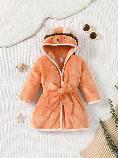 ثوب راحة طويل البطانية بقلنسوة طويلة طويلة الأكمام بأسلوب بسيط برونزي للأطفال الصبية