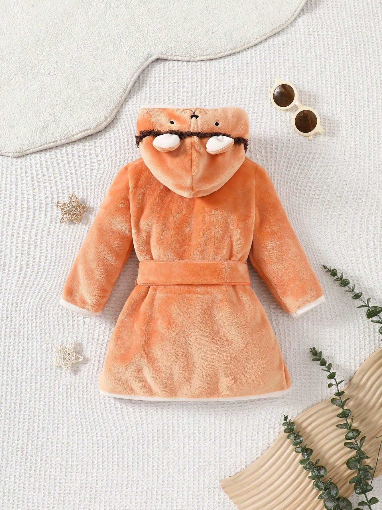 ثوب راحة طويل البطانية بقلنسوة طويلة طويلة الأكمام بأسلوب بسيط برونزي للأطفال الصبية