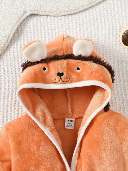 ثوب راحة طويل البطانية بقلنسوة طويلة طويلة الأكمام بأسلوب بسيط برونزي للأطفال الصبية