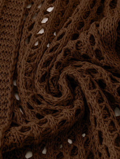 كارديجان ملون أنثوي بحجم كبير ذو تفاصيل بسيطة ومفرغة