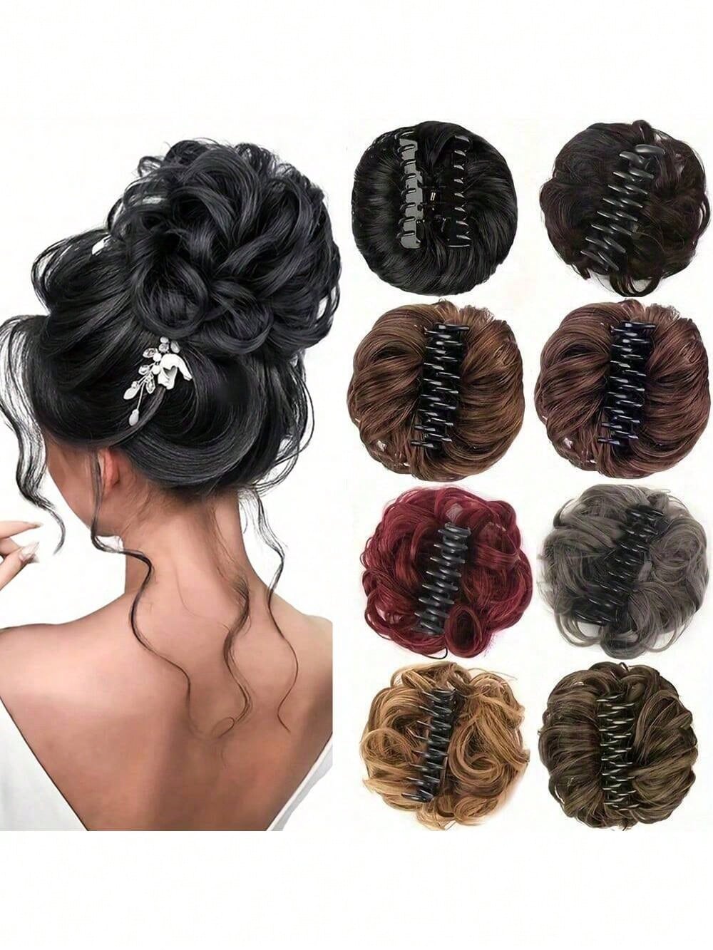 قطعة شعر مموجة منسدلة متكدسة للذيل والشُعيرات للنساء باللون الأشقر والبني المتوسط