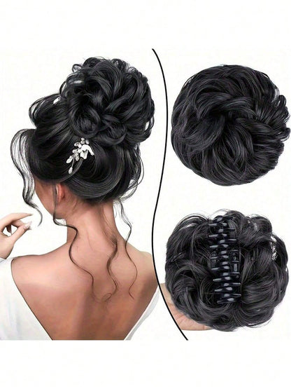 قطعة شعر مموجة منسدلة متكدسة للذيل والشُعيرات للنساء باللون الأشقر والبني المتوسط