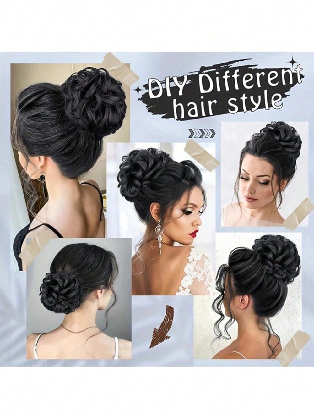 قطعة شعر مموجة منسدلة متكدسة للذيل والشُعيرات للنساء باللون الأشقر والبني المتوسط