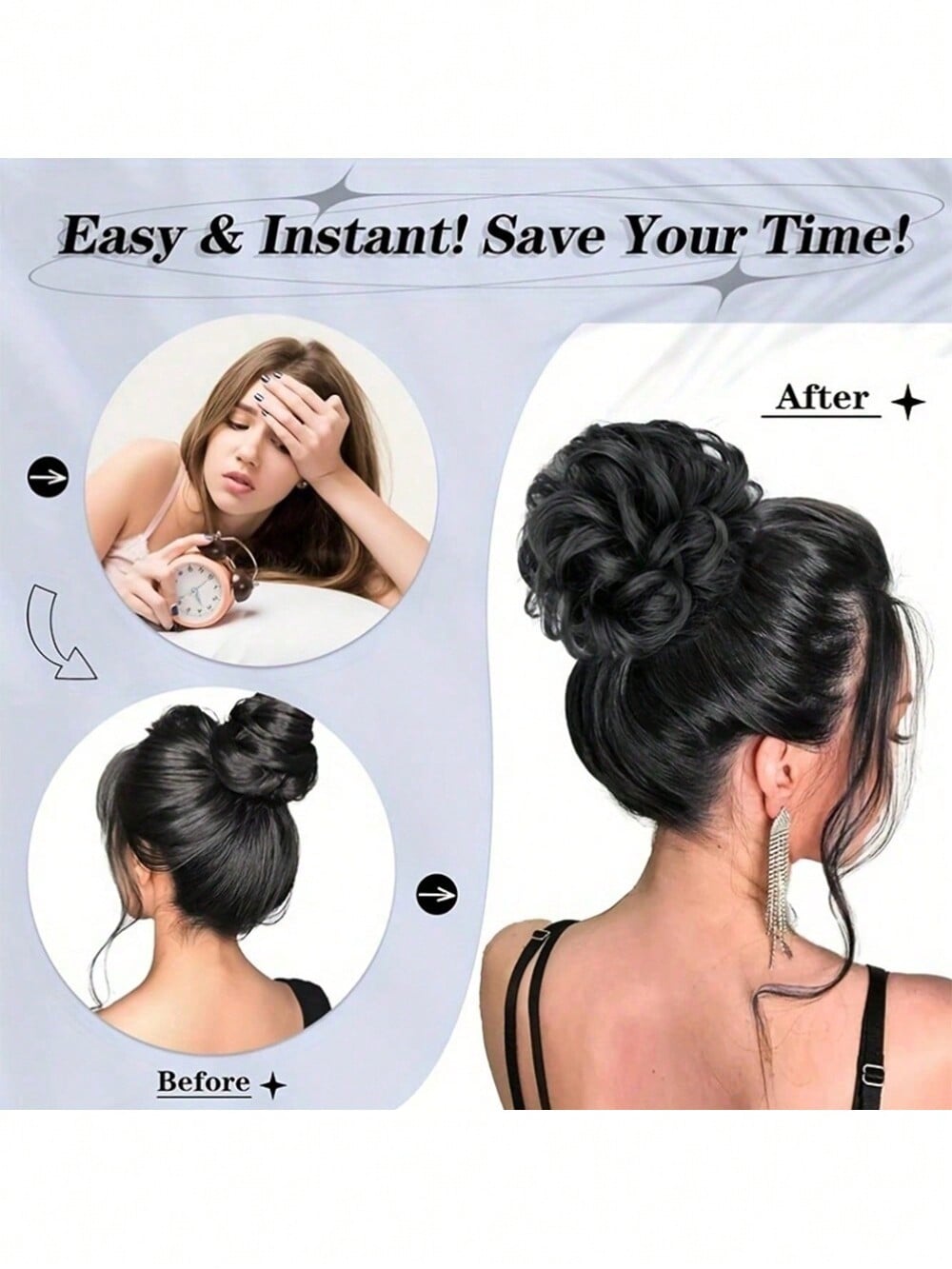 قطعة شعر مموجة منسدلة متكدسة للذيل والشُعيرات للنساء باللون الأشقر والبني المتوسط