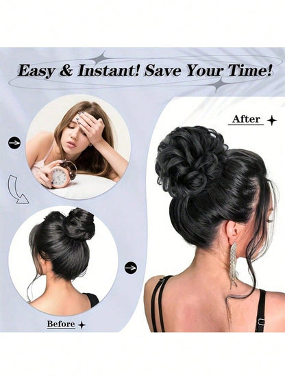 قطعة شعر مموجة منسدلة متكدسة للذيل والشُعيرات للنساء باللون الأشقر والبني المتوسط