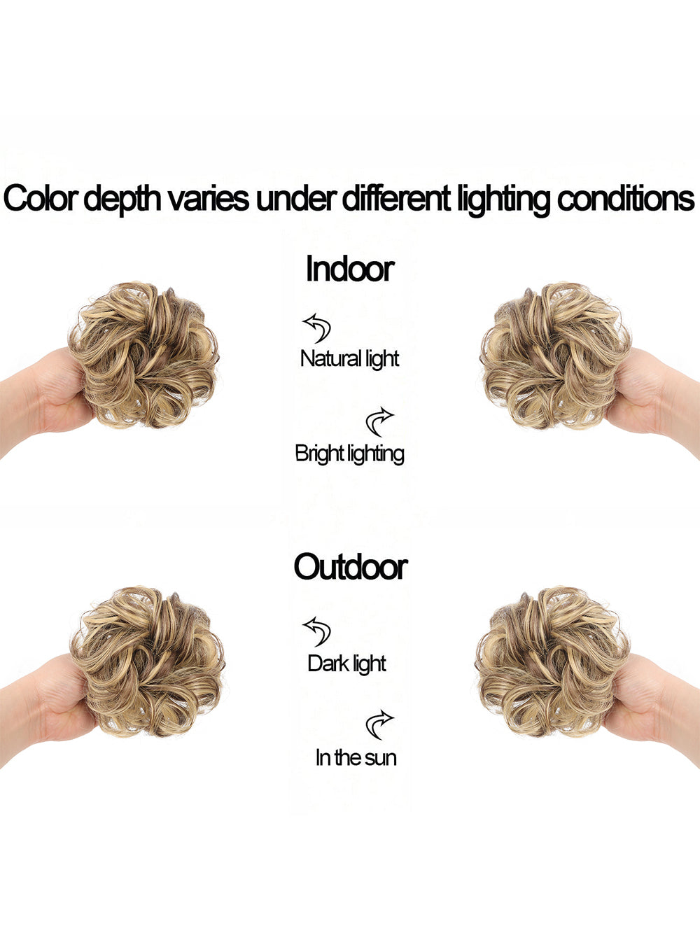 قطعة شعر مموجة منسدلة متكدسة للذيل والشُعيرات للنساء باللون الأشقر والبني المتوسط