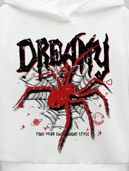 بلوزة تريكو بغطاء للرأس ذات نمط عنكبوت