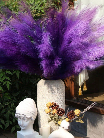 أعشاب الخيزران الصناعي باللون البنفسجي الداكن، ديكور بوهيمي
