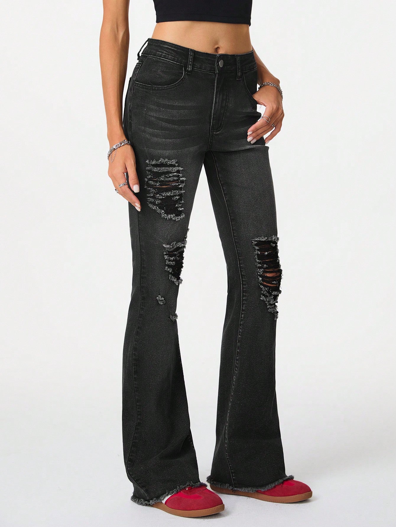 المتعثر باللون الأسود القابل للتمدد من قماش الدنيم المتوهج للهالوين