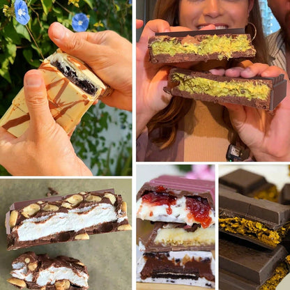 قالب شريحة شوكولاتة ب- 6 تجاويف عميقة مع أكياس وكشرط، قالب شريحة شوكولاتة سميكة لشريحة محشو